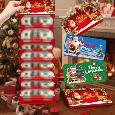 5Pcs Christmas Money Holder Wallet Greeting Card Creative Birthday Folding Cash Holder Red Envelope Christmas Gift Envelope New