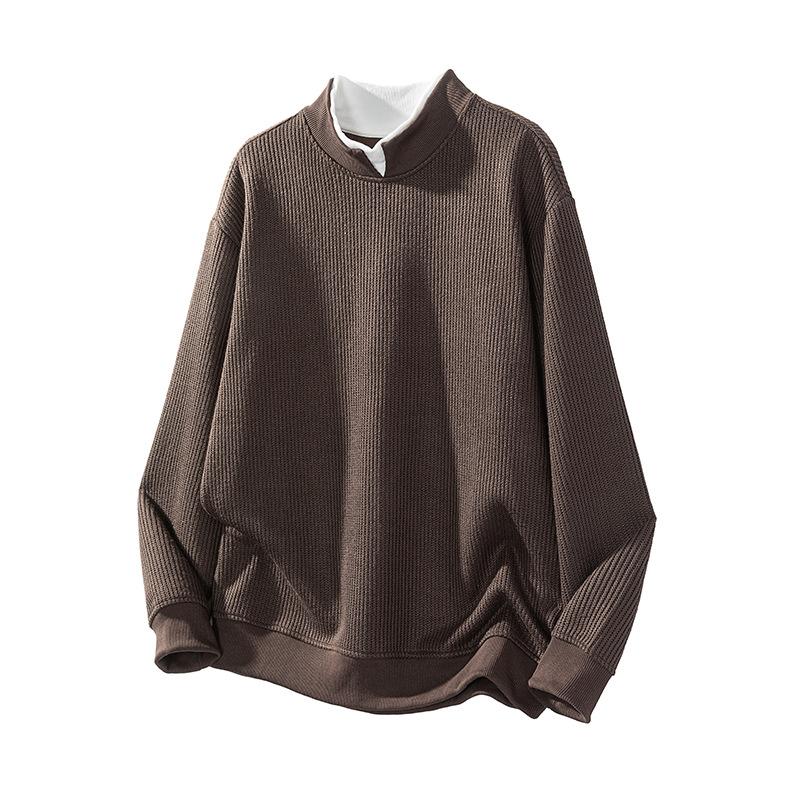 

Свитер мужской осенне-зимний новый базовый топ большого размера с воротником-стойкой и имитацией двухслойности 4XL