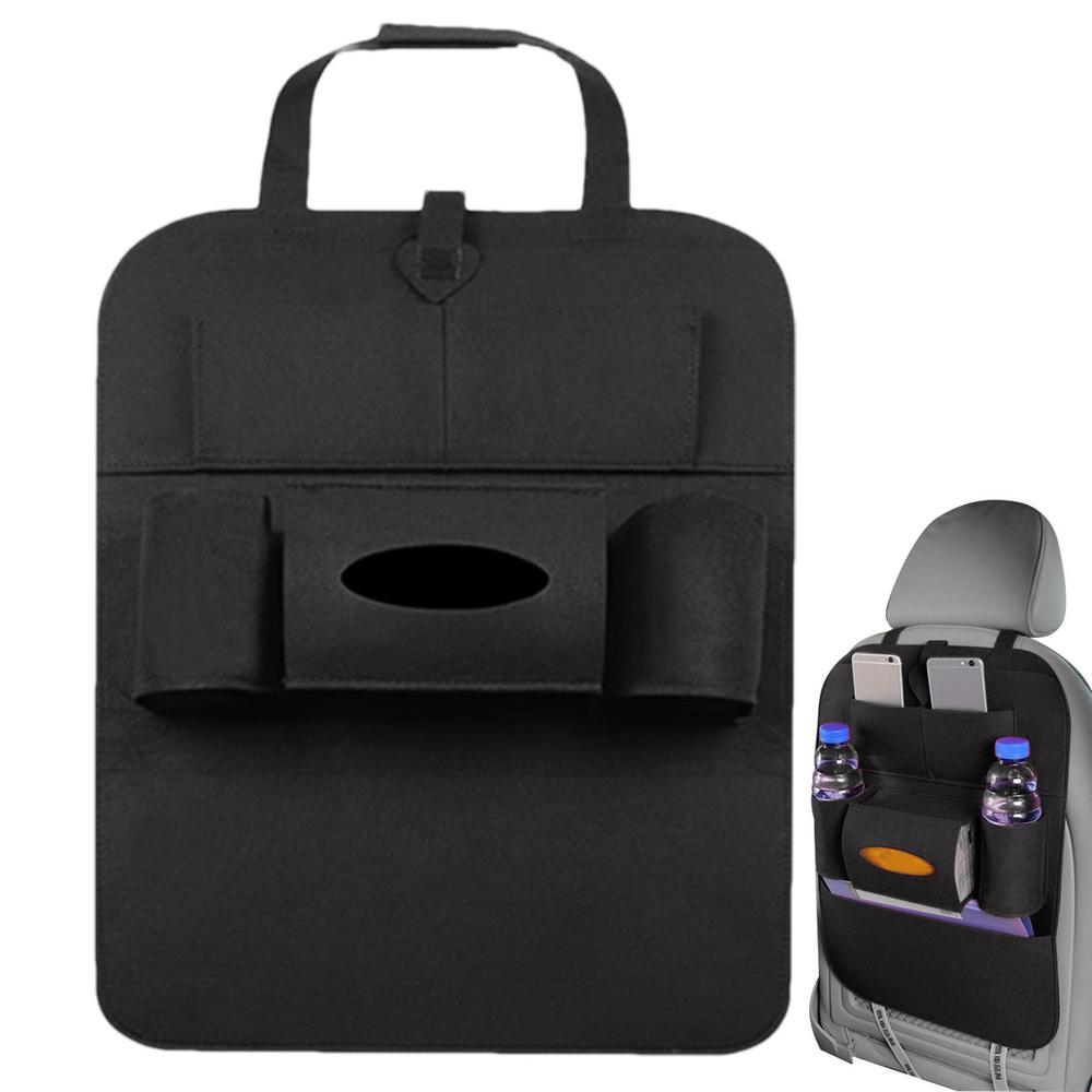 Seat Back Protector Waterproof Multiple Pockets Felt Protector For Seat Back Easy Installation Car Interior Storage Bag