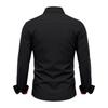 Men's Casual Business Long Sleeve Shirt Stretch Breathable Double Button Collar Slim Fit Dress Shirt for Office Work or Formal Occasions
