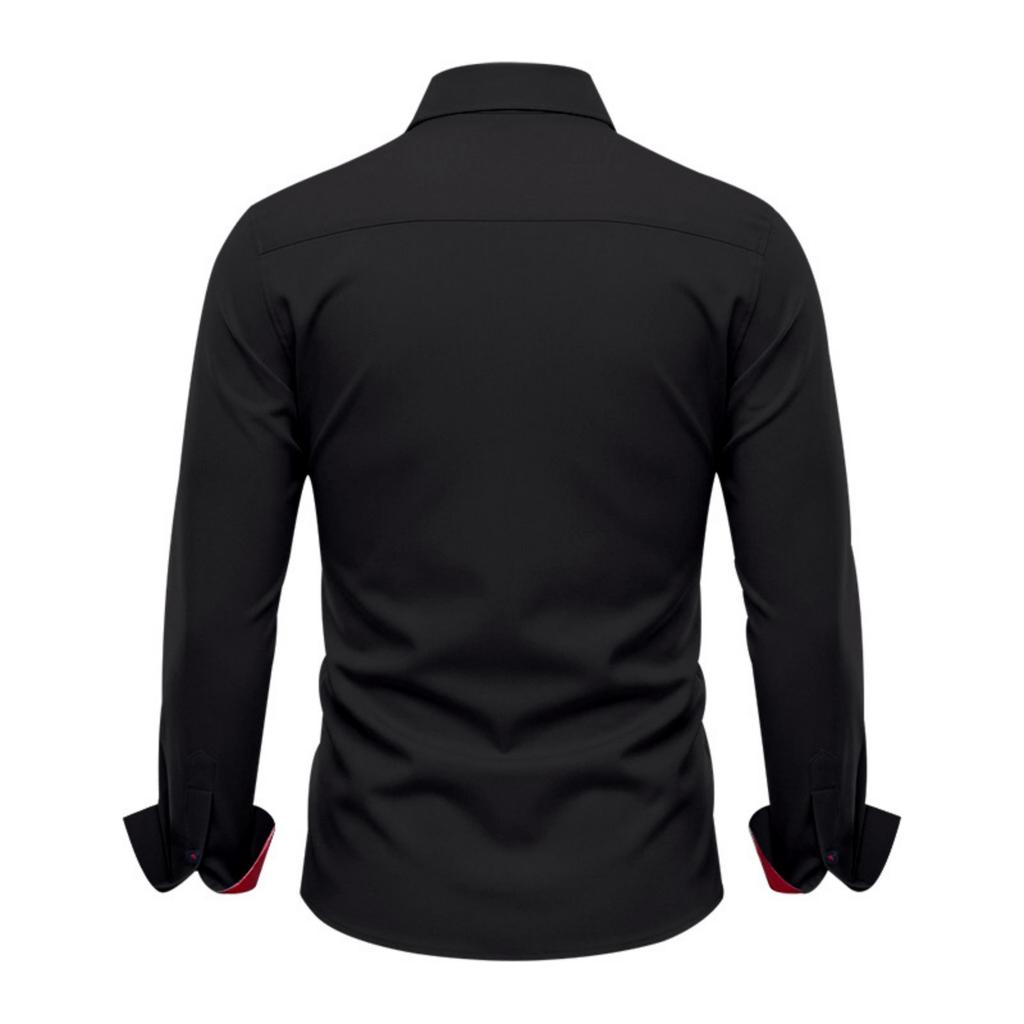 Men's Casual Business Long Sleeve Shirt Stretch Breathable Double Button Collar Slim Fit Dress Shirt for Office Work or Formal Occasions