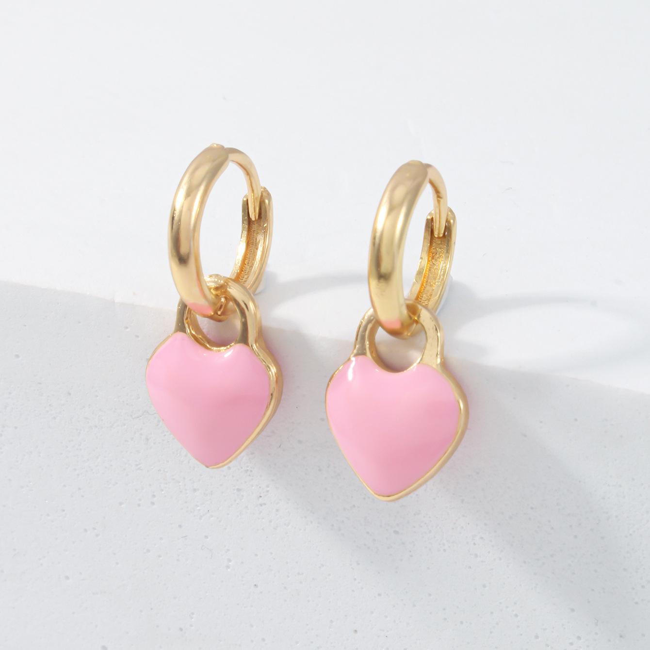 French elegant retro double-sided oil drop earrings temperament burgundy love ear buckle earrings light luxury earrings розовый