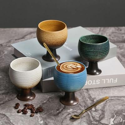 Retro Keramiktasse Kreativer Kelch Grobkeramik Milch-Blumentasse Heim Kaffeetisch Zubehör Keramiktassen mit Löffel