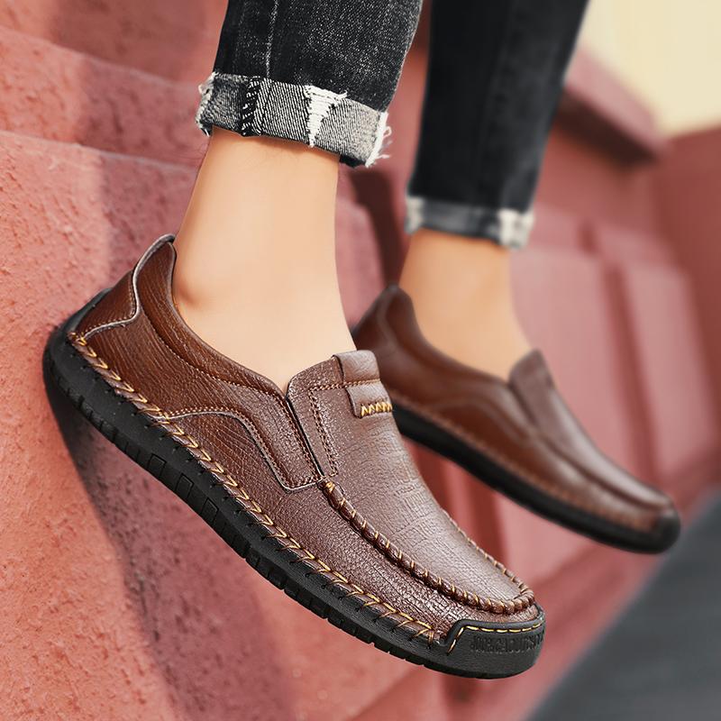 Brand Male Comfortable Loafers New Mens Slip On Shoes Outdoor Men Driving Shoes All-match Genuine Leather Men's Business Shoes