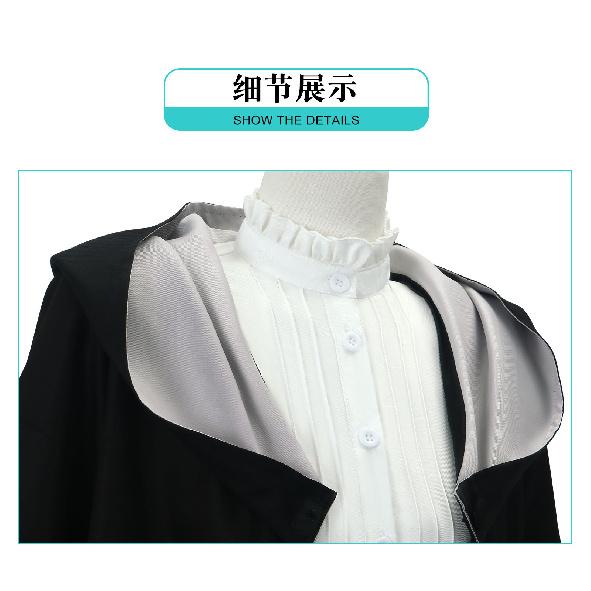Fantasy Anime Elf Mage Cosplay Costume Black Dress with White Cape New Anime Series Inspired Outfit for Women