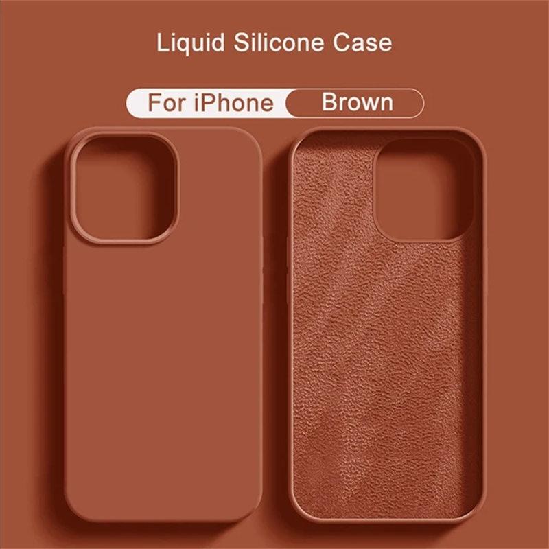 Liquid Silicone Case For iPhone 14 12 11 13 15 Pro Max Mini Luxury Shockproof Cover X XR XS 6 7 8 14 Plus SE Accessory