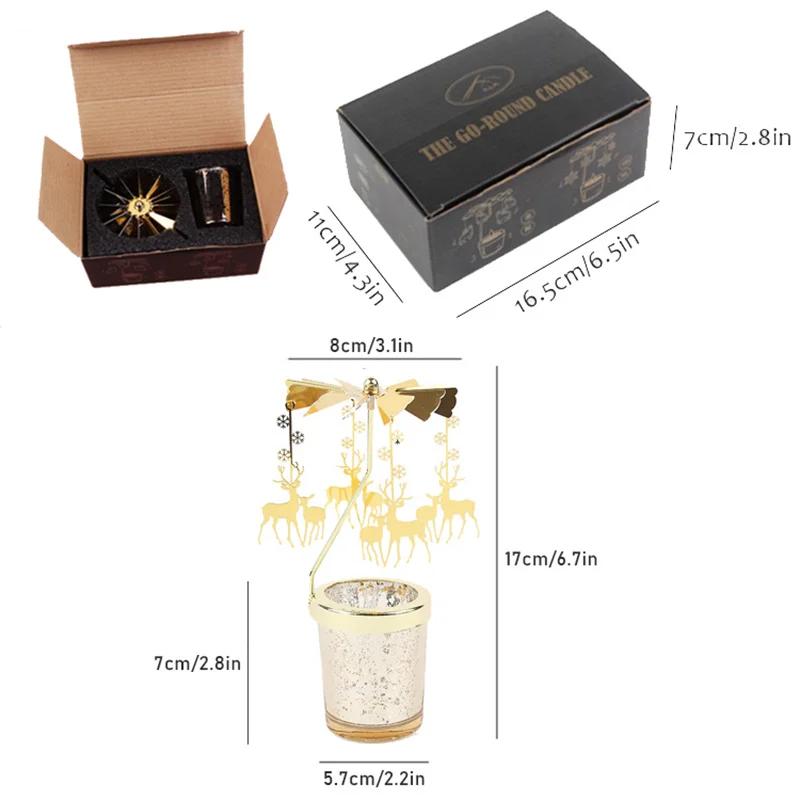Hot Rotating Candle Stick Holder Candlestick Home Decoration Hallowmas Christmas Gift Party Room Decor Carousel Candle Stand