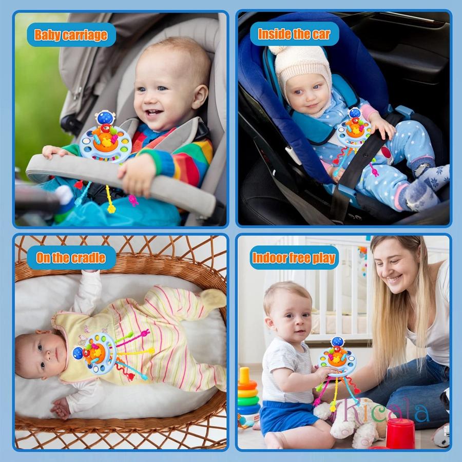 Montessori Baby Toys 3 In 1 Develop Teething Sensory Toys Pull String Silicone Educational Toys for Kids Toddler Christmas Gift
