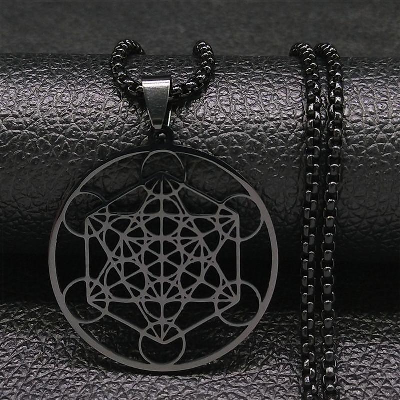 Yoga Hindu Buddhism Flower of Life Stainless Steel Necklace Gold Color Sacred Geometry Symbol Necklace Jewelry collares N620S0