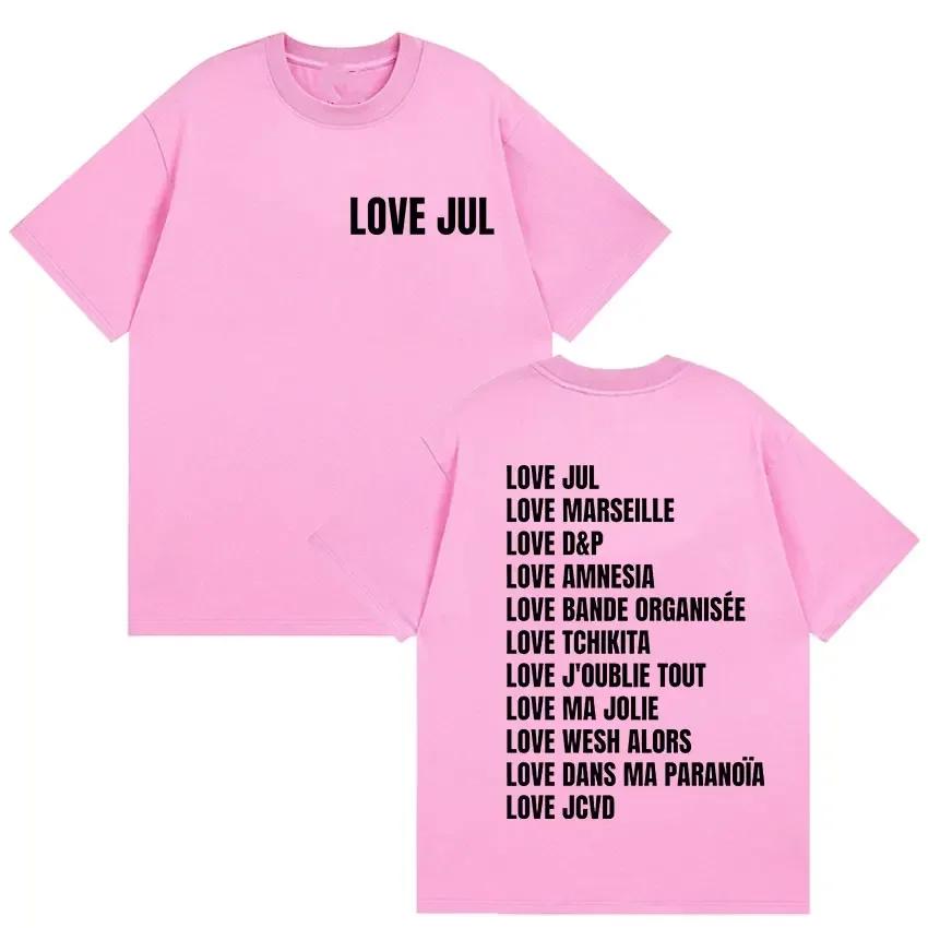 Love Jul France Rapper Album Print T Shirt Unisex Women Vintage Fashion Short Sleeve Tshirts Casual Oversized Cotton Tshirt