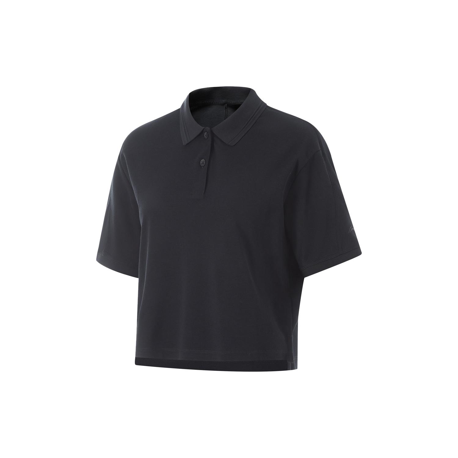 

Li Ning Серия Фитнес Однотонная Удобная Дышащая Универсальная Свободная Футболка-поло с коротким рукавом Женские топы Черный APLU284-4 S