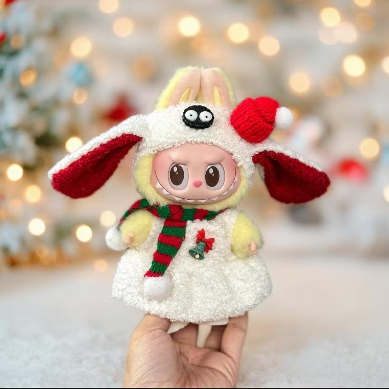 15-17см Костюм Лабубу Шапка Шарф Лось Снеговик Набор Мини Плюшевая Кукла Аксессуары Подарок 2