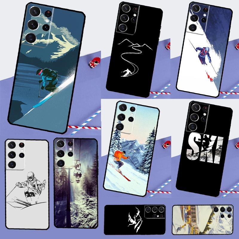 Skiing Snow Snowboard Ski Phone Case For Samsung Galaxy S25 Ultra S9 S10 S20 S20 S21 S22 S23 Plus S24 FE Back Cover