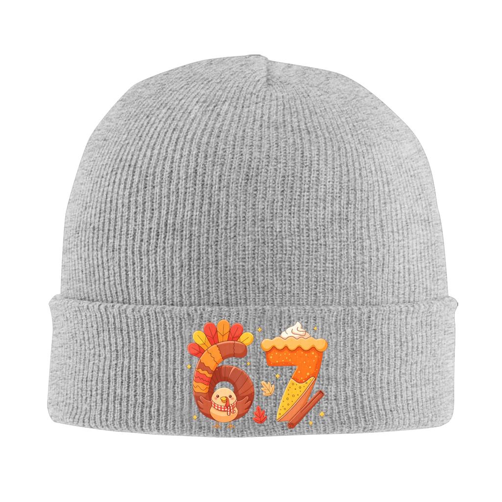 67 Meme Thanksgiving Turkey Day Funny Holiday Six Seven Beanie Hats  Skullies Beanies Men Trendy Caps Winter Outdoor Bonnet Hats
