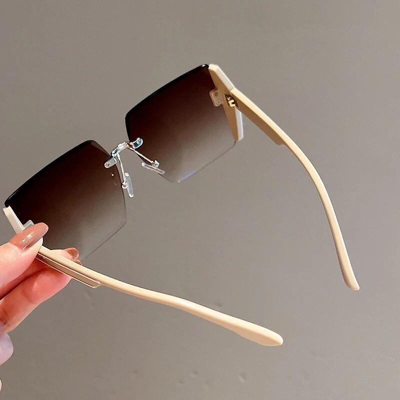 New Square Frameless Retro Sunglasses for Women Fashion Vintage Glasses Men Luxury Trend Brand Designer Shades Eyewear