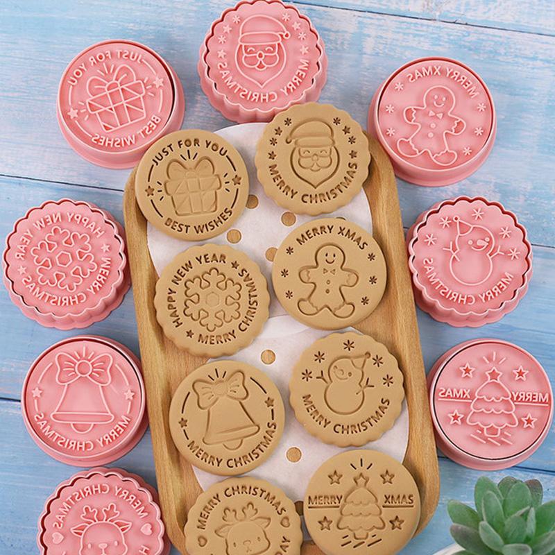 8 Buc/set Tăietori de Crăciun pentru Biscuiți Ștampilă Moș Crăciun Fulg de Nea Om de Turtă Dulce Embosator pentru Biscuiți Formă Decor Petrecere Anul Nou Instrumente de Copt