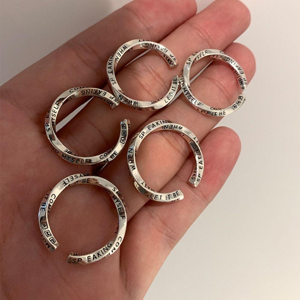 Niche Design Open Mouth Ring Simple English Graffiti Ring Fashion Mobius Ring  Men/Women