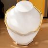 Luxury Gold and Silver Two-Tone Irregular Polished Brass Single Row Crystal Wave Choker Necklace for Women High-Quality Jewelry