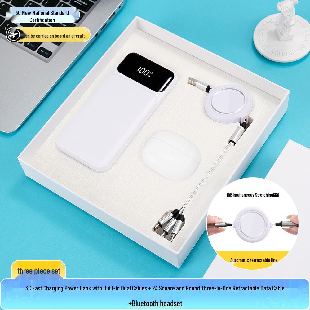 Year of the Horse Souvenir: 3C Certified Fast Charging Power Bank Set with Built-in Cable for Clients' Annual Meeting Gift