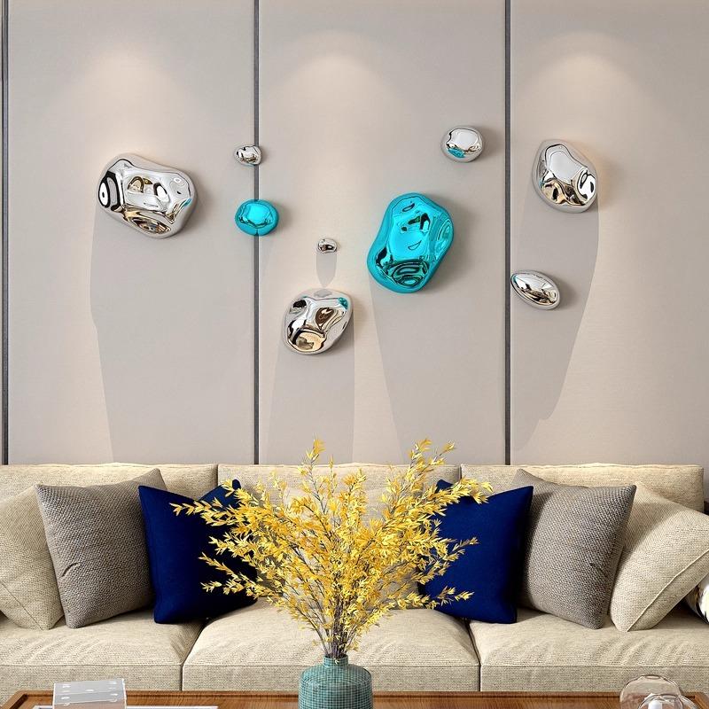 Wall Decoration Wind Chime Hanging Electroplated Stone Living Room Background Wall Hanging Abstract Irregular Stone Wall Decor