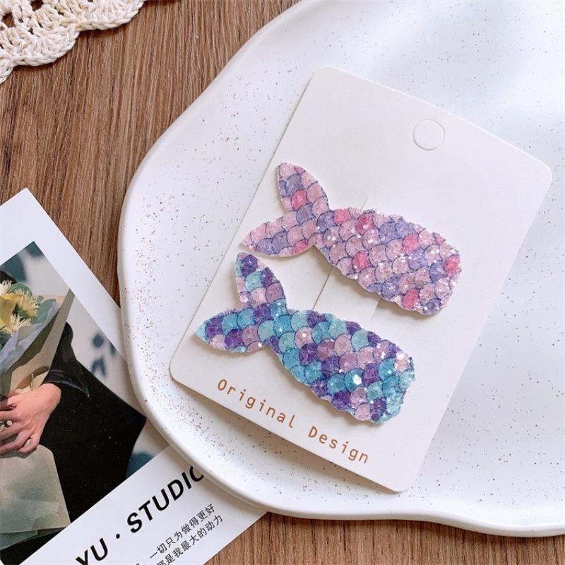 Shiny Mermaid Tail Hair Clips for Girls. Colorful Sparkling Design, Cute BB Clips for Bangs Hair, Perfect for Little Princesses