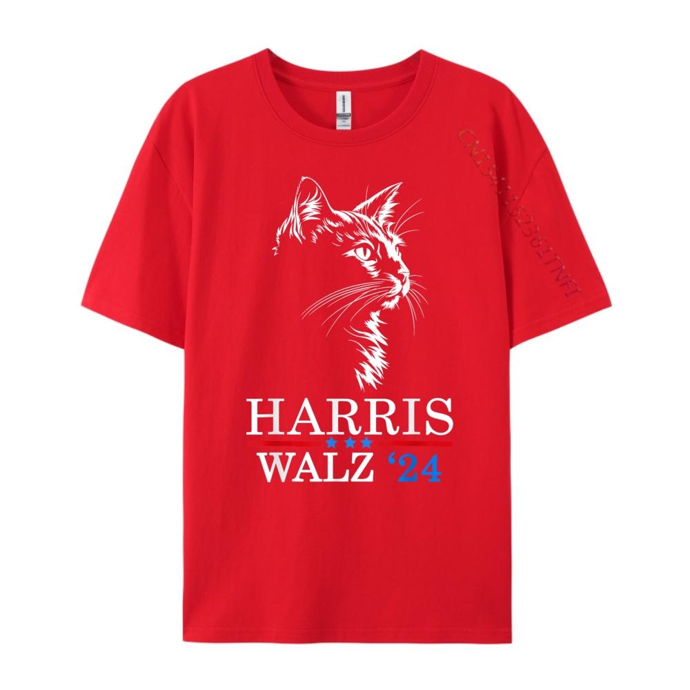 Harris Waltz 2025 Election Kamala Harris Cat Lady Mens Designer T Shirt Men Short Sleeve Tee Gothic Style