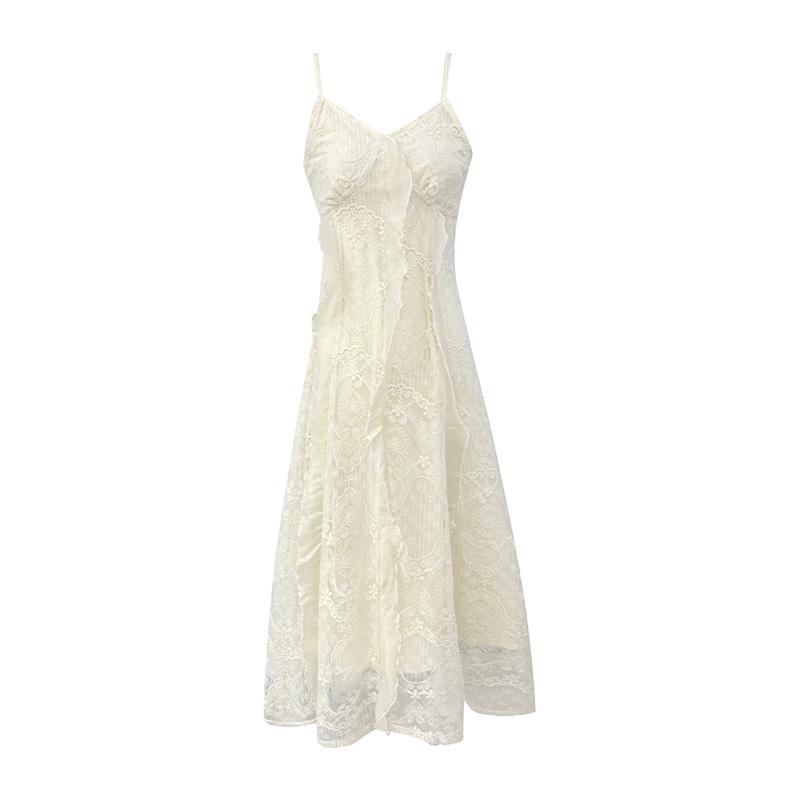 French Lace Camisole Dress 2025: Women's Petite Summer Waist-Slimming Fairy Dress