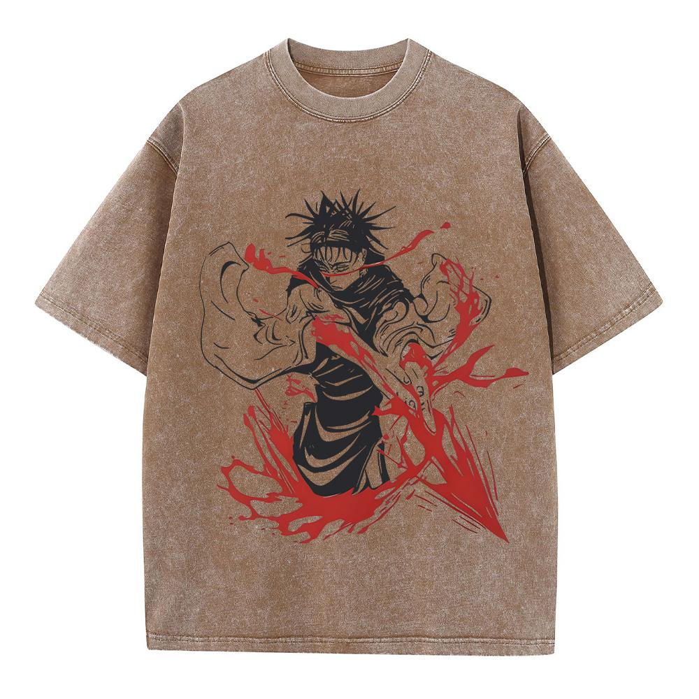Anime Jujutsu Kaisen Fushiguro Toji Printed T Shirt Men Women Manga Tshirts Washed Cotton T-shirt Harajuku Unisex Oversized Tee