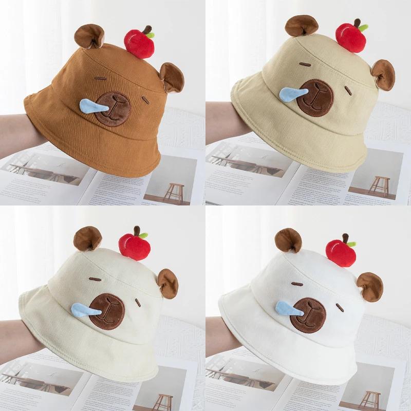 Cute Capybara Fisherman Hat Children Spring New Water Dolphin Basin Hat Students Sun Hat Three-dimensional Bucket Hat
