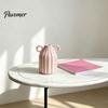 Artistic Home Atmosphere Vase Striped Ceramic Vase, Modern Glossy Hand Painted Flower with Double Fresh Cut Arrangement Ear Handles for Living