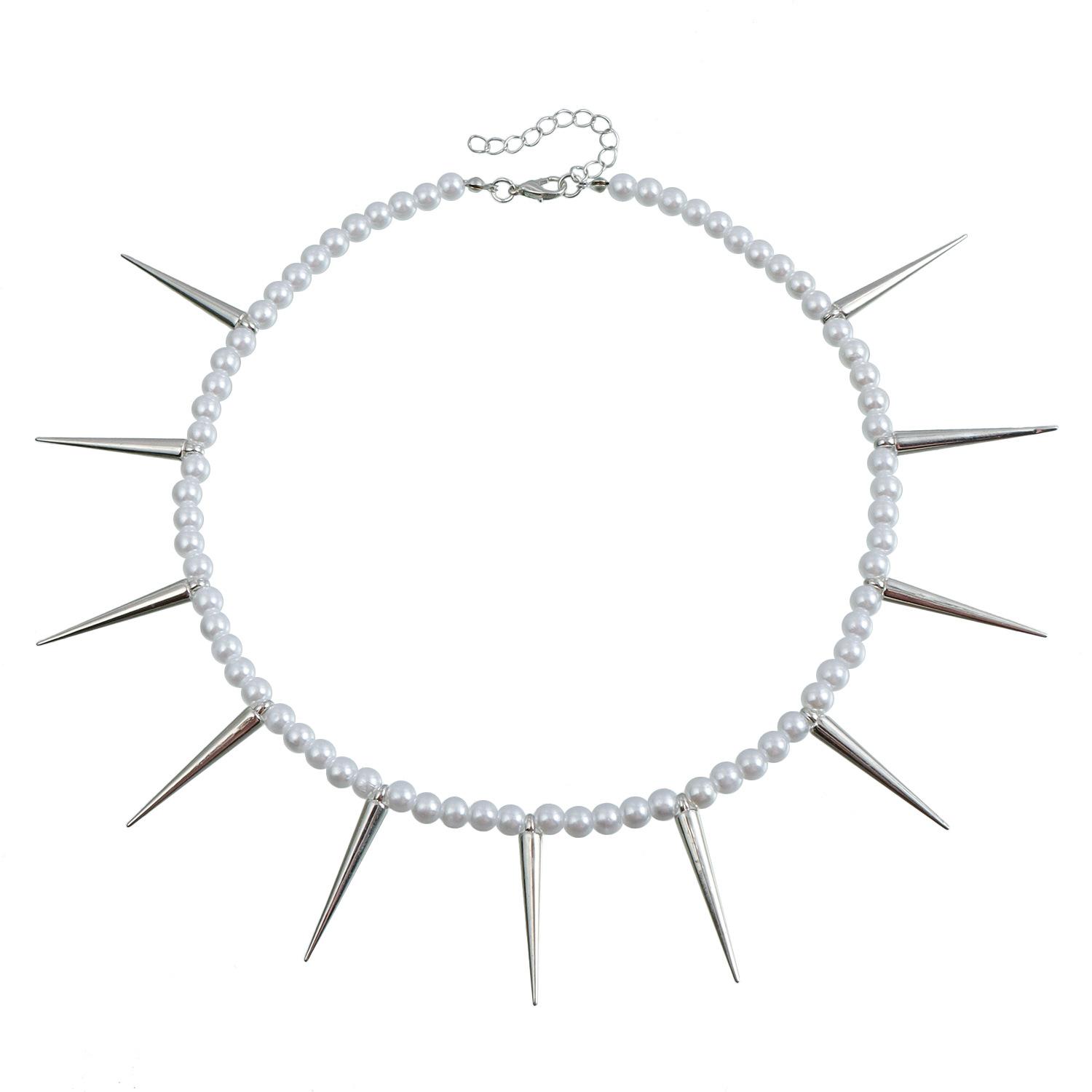 

Аксессуары Высококачественная Универсальная Цепочка на Ключицу из Имитации Жемчуга Хип-Хоп Тренд Индивидуальность Конус Короткое Ожерелье Женщины