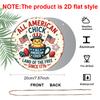 2D Flat, 1pc Round Aluminum "All American Chick" Patriotic Sign, Cute Cartoon Chick & American Flag Metal Wall Art, "Land of The Free Since 1776