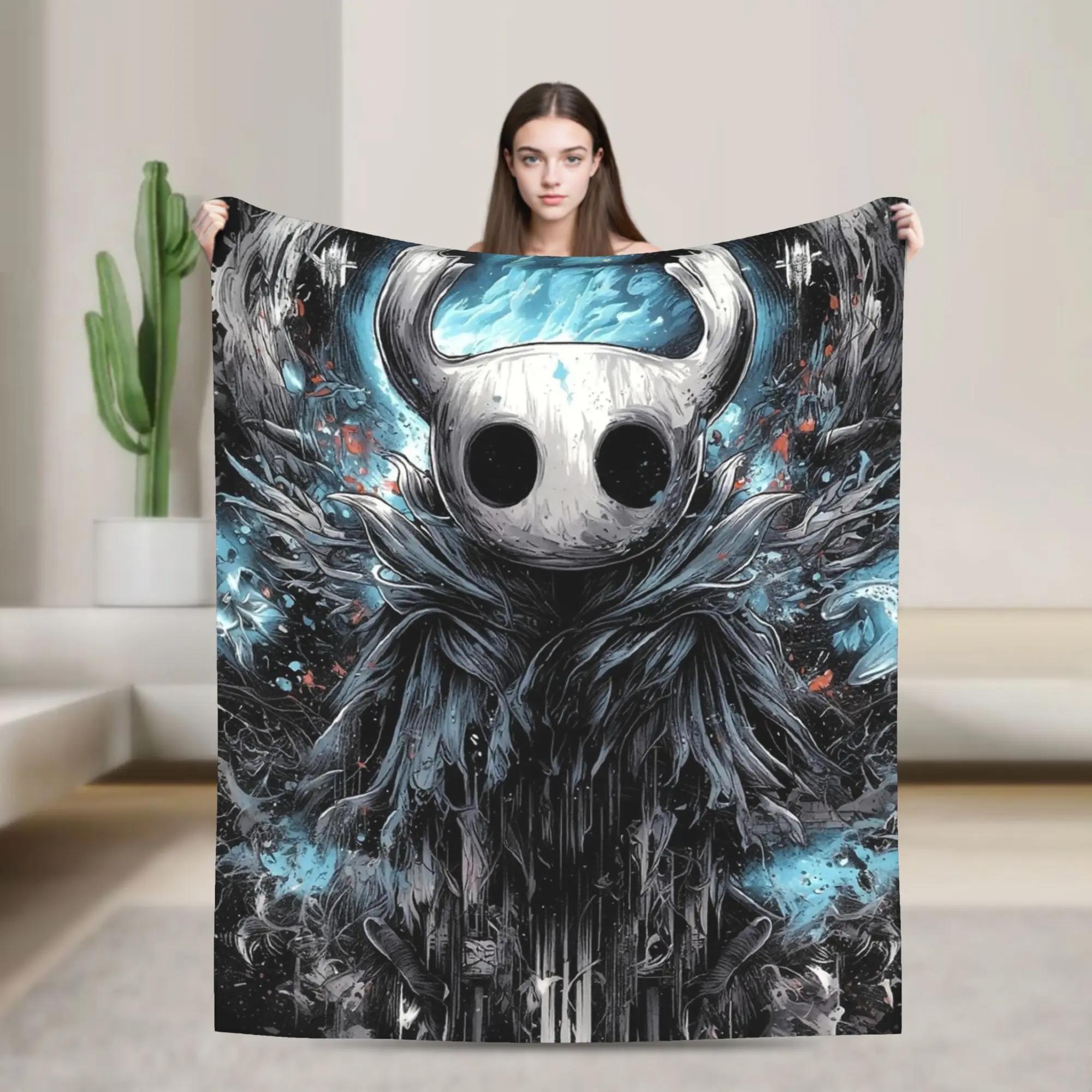 Warm Flannel Throw Blanket for Kids Airplane Hollow Knight Void Masked Wanderer Design Perfect for Travel Bed Couch 100x150cm