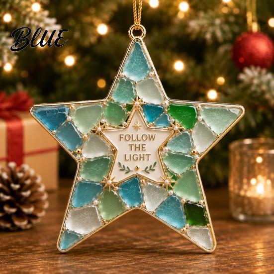 Christmas Tree Hanging Ornaments 2Pcs Sea Glass Ornament Seaglass Heart Bird Angel Star Decorative Acrylic Pendants Snowman Pendant Handmade