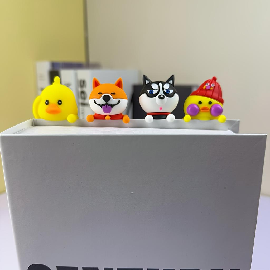 2D Flat, Cute Cartoon Rubber Duck Couple Figurine - Vibrant Yellow with Blue Beak & Red Feet, No Battery Needed, Perfect for Phone