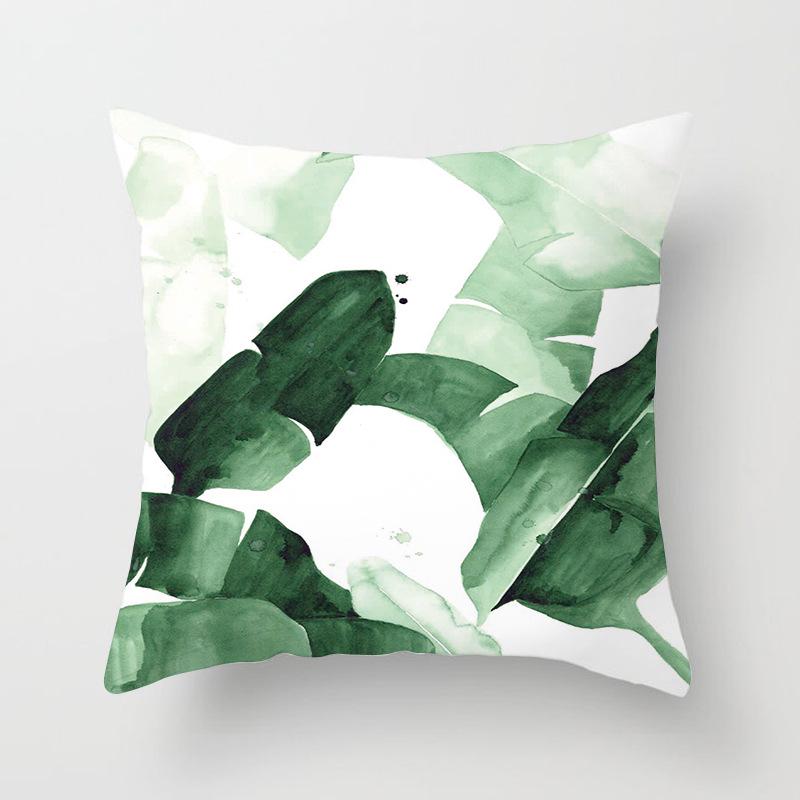 Ins Small Fresh Plant Car Sofa Pillow Cushion Cover Office Printed Lumbar Cushion Home Supplies