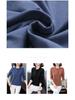 Women's Long-Sleeve Stand-Up Collar T-Shirts with Ruffled Collars, Loose Fit, Large Size - Perfect for Spring and Autumn