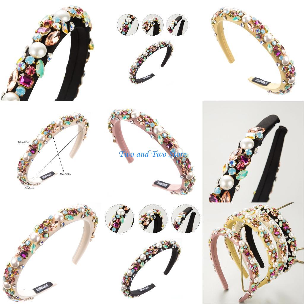 HX6F Delicate Beaded Embellished Hairband Headpiece Casual Headband Party Makeup Fashionable Hair Accessories for Women