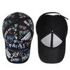 Lässige Baseballkappe mit Buchstaben-Graffiti-Print, atmungsaktive Snapback-Kappe, verstellbarer Hip-Hop-Sonnenhut für Männer und Frauen