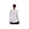 Under Armour Script Wordmark Solid Logo Print Crew Neck Long Sleeve T-Shirt Women Tops White 1374188-100