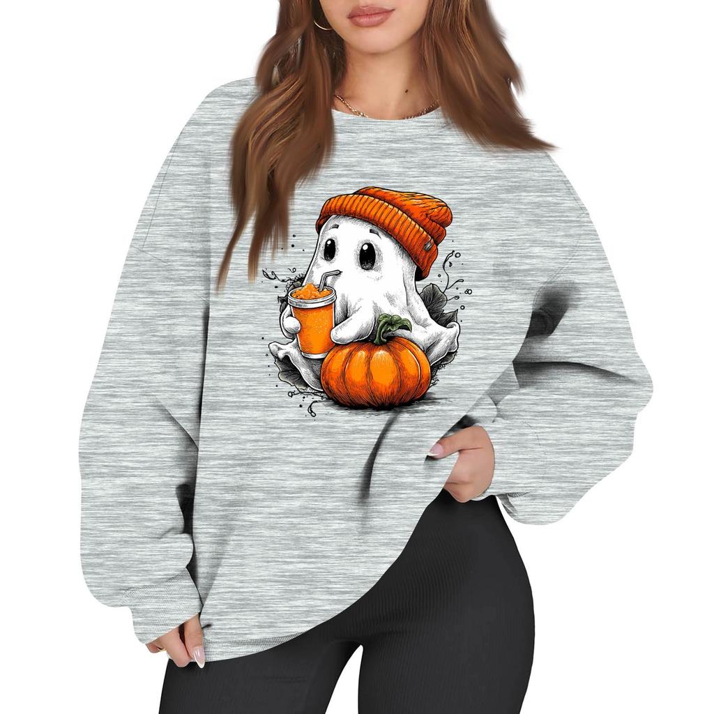 Women's Casual Fashion Long Sleeve Printed Round Neck Sweatshirt Top