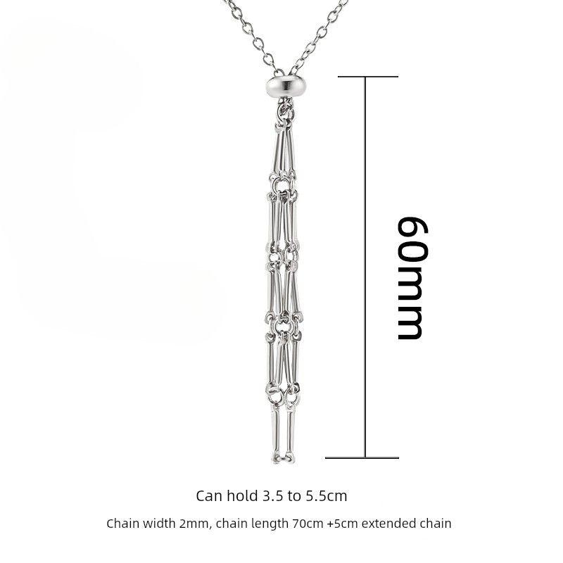 European and American New Natural Crystal Raw Stone String Bag Bamboo Necklace Woven Pendant Adjustable Chain String Bag Cage Pendant