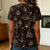 Ladies Casual Pullover Short Sleeve T Shirt Halloween Print Crew Neck Top Halloween Themed Graphic Tee for Women