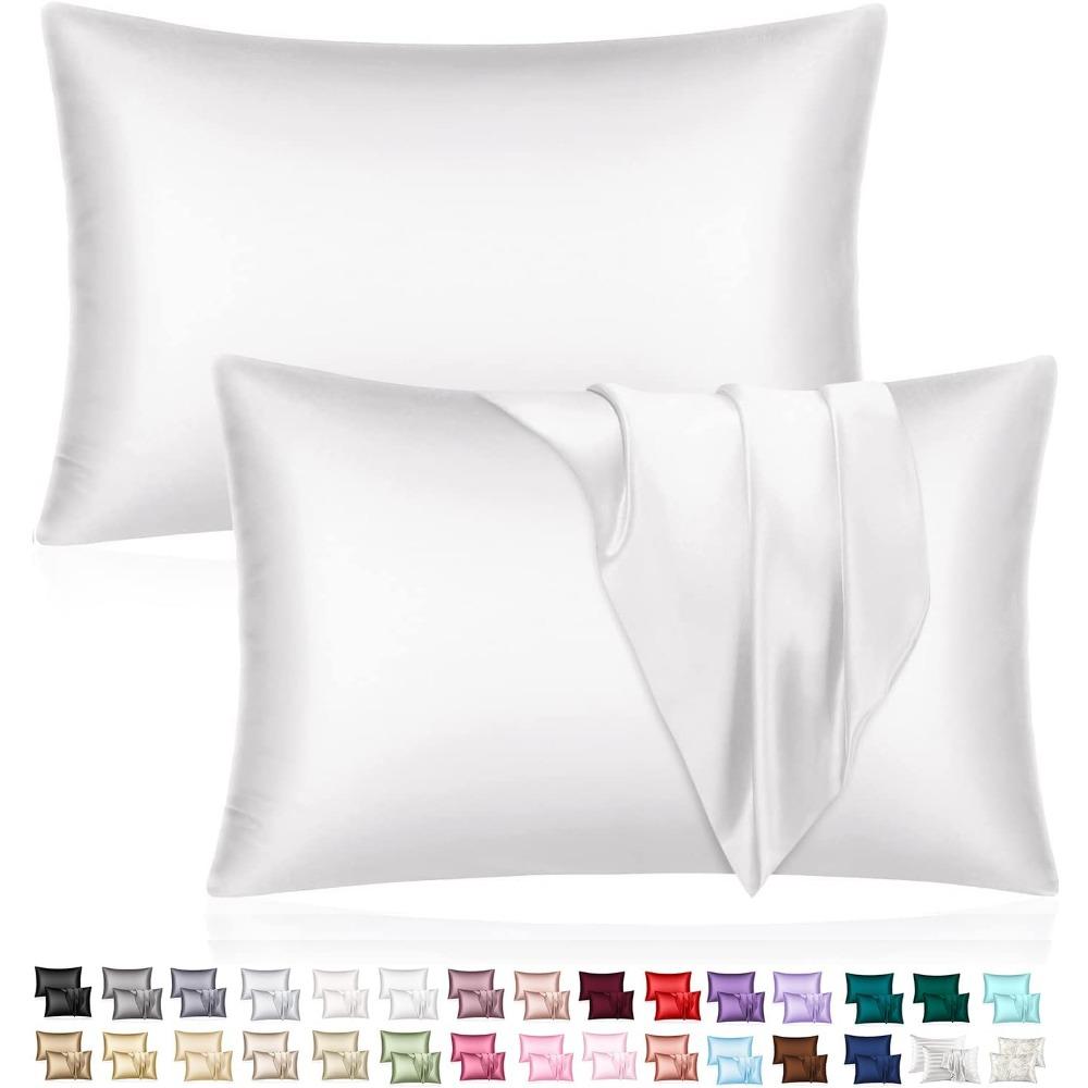 Satin Silk Pillowcase for Hair and Skin Soft Breathable Smooth Both Sided Silk Pillow Cover Pair 50x75cm 2pcs