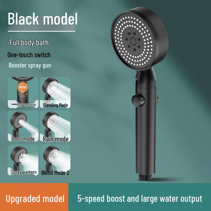 5-Speed Booster Handheld Shower Head Set with Spray Gun Design