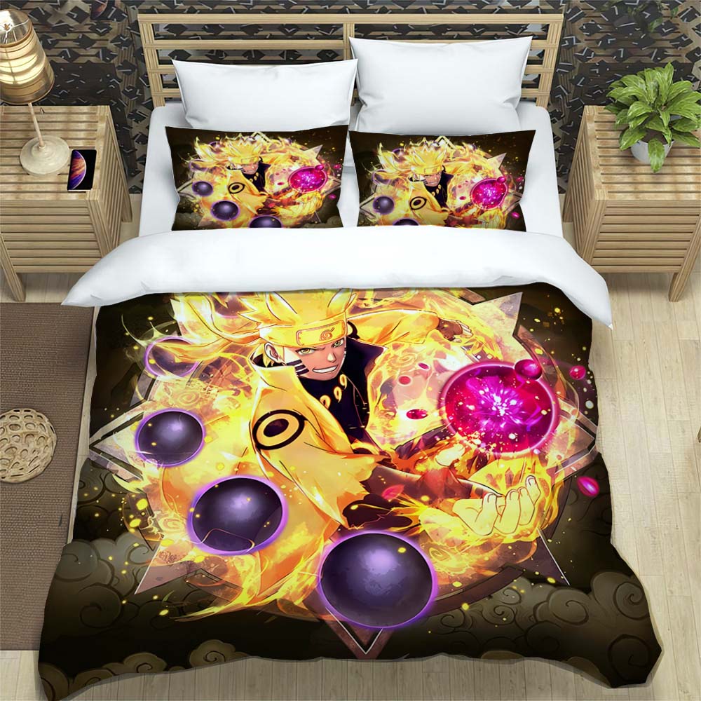 Naruto Pattern Quilt Cover With Pillowcases 3D Digital Printed Bedding Set Twin Full Queen King Children'S Gift