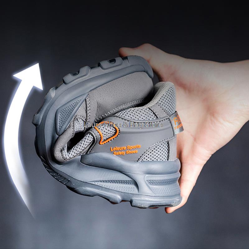 Modische Herren Sicherheitsschuhe ohne Stahlkappe Anti-Quetsch Anti-Stich Leichtgewichtige Arbeitssicherheitsstiefel Isolieren 6KV Herren Arbeitsschuhe Herren Sicherheit