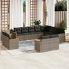 Vidaxl 12-Cz. Gartenmöbel-Set mit Kissen, Grau, Polyrattan