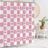 Tenda da Doccia Rosa Carina con Fiocco Moda Strisce Quadri Regalo di Festa per Ragazze Tessuto in Poliestere Tende da Doccia Arredo Bagno con Ganci