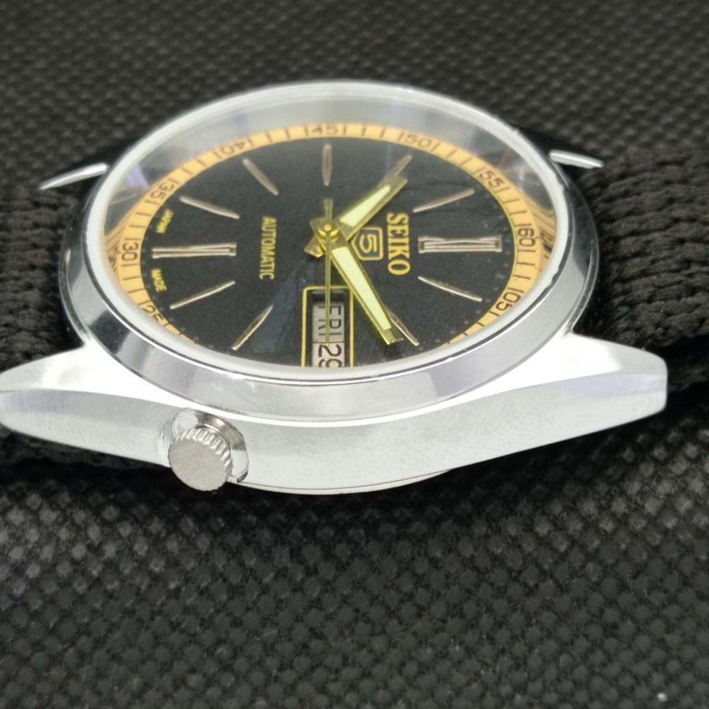 REACONDICIONADO VINTAGE SEIKO 5 AUTOMÁTICO 7009A JAPÓN RELOJ DE HOMBRE NEGRO 598-a313081-2